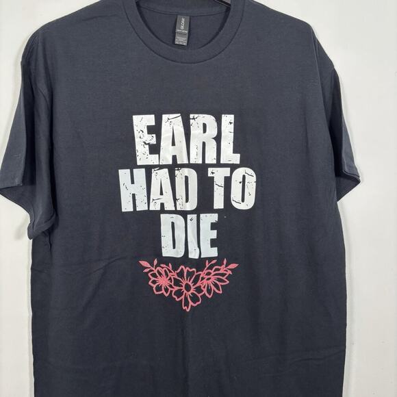 Gildan Black Tee Shirt TShirt Graphic Print Earl Had To Die Floral XL Party Fun - Picture 2 of 4